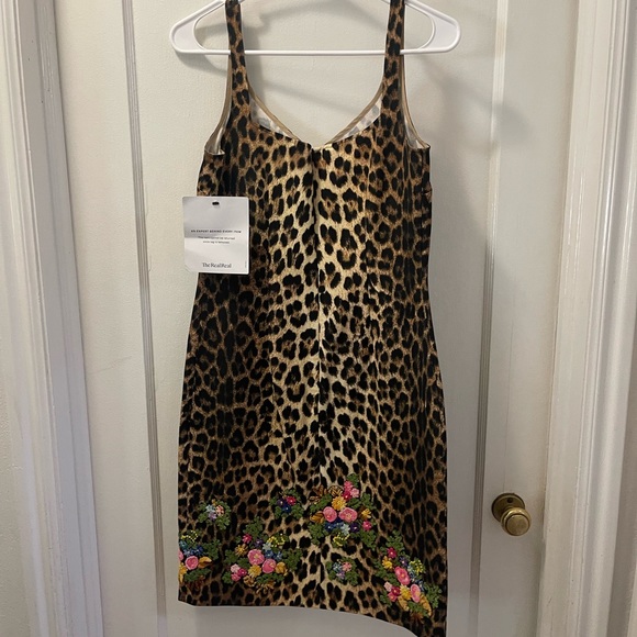 Moschino Vintage 1990s Leopard Print Embroidered Dress, size Small - Picture 3 of 11